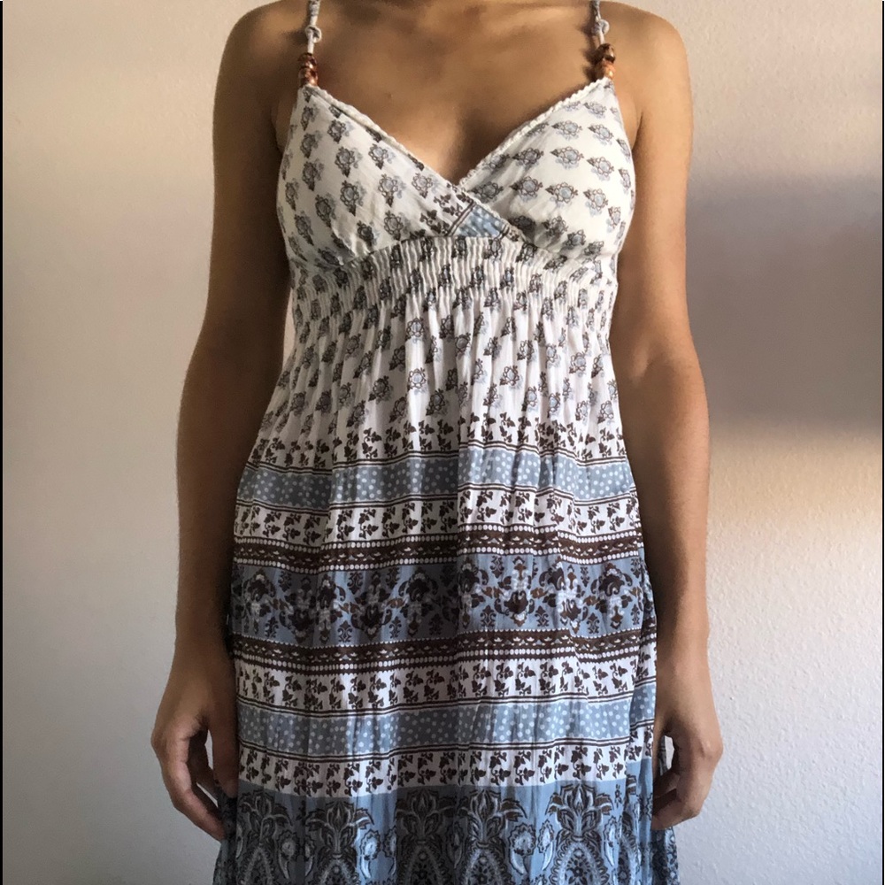 Blue and brown dress